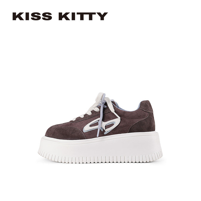 KISSKITTY厚底休闲鞋女2025秋冬新款小个子增高百搭学生运动板鞋,女鞋,时尚休闲鞋,淘宝优惠券,粉丝福利购,淘宝优惠卷