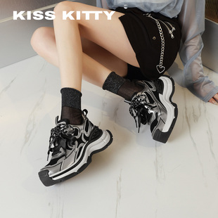 KISSKITTY星迹 厚底老爹鞋女2026春季新款增高运动休闲鞋羊皮垫