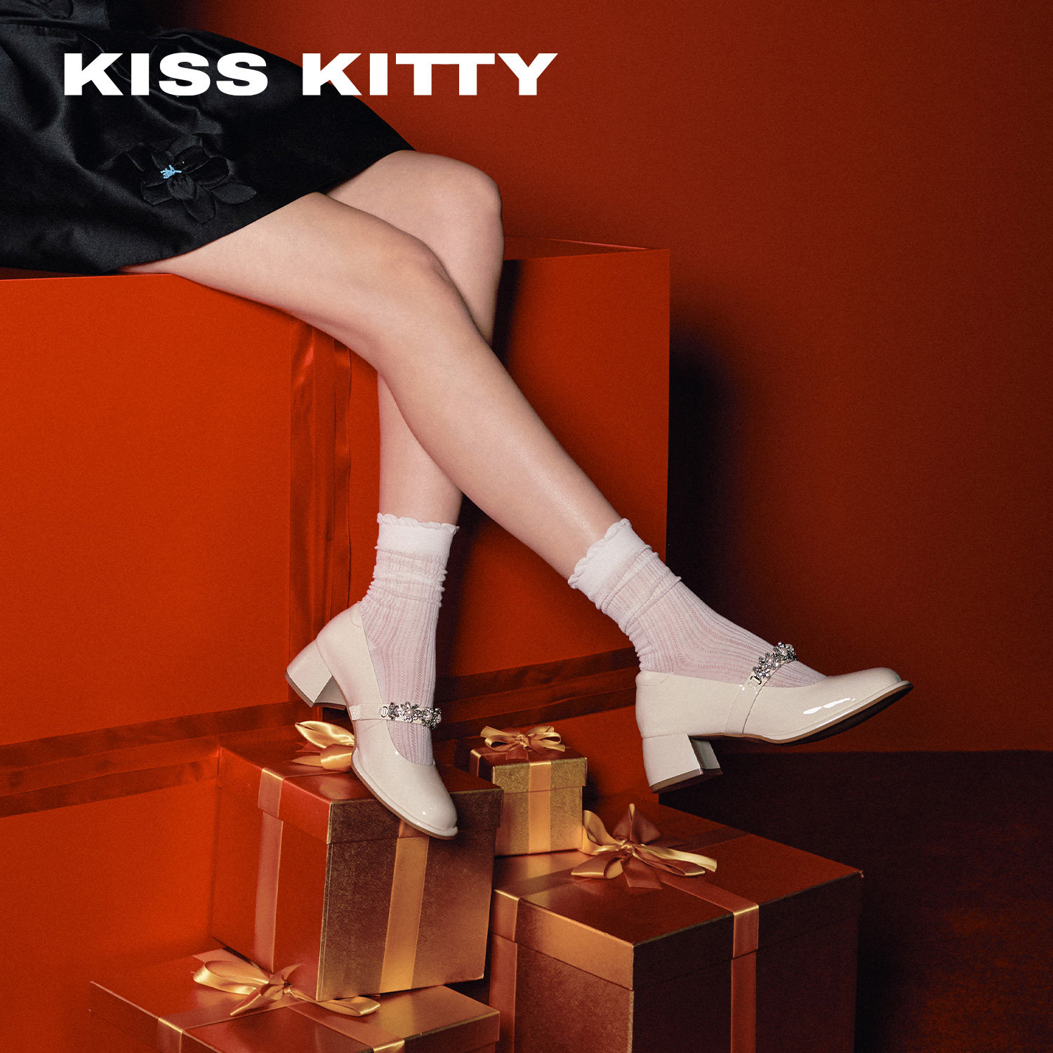 KISSKITTY心动玫瑰 玛丽珍女鞋新款一字带高跟鞋羊皮垫单鞋不累脚,女鞋,玛丽珍鞋,淘宝优惠券,粉丝福利购,淘宝优惠卷