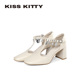 女款 KISSKITTY包头中空凉鞋 配裙子 法式 增高单鞋 粗跟26年夏季 新款