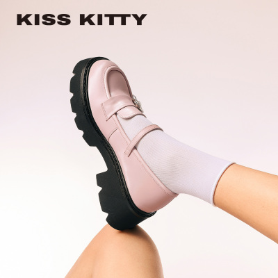 KISSKITTY粉色乐福鞋英伦厚底