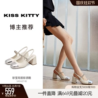 Kisskitty Star То же самое Мэри Чжэнь туфли густой каблук с толстым дном для одиночной каблуки Высокие каблуки пустые сандалии