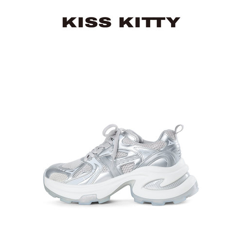 KISSKITTY2026年新款不累脚休闲鞋网面透气厚底巨好看运动跑鞋女