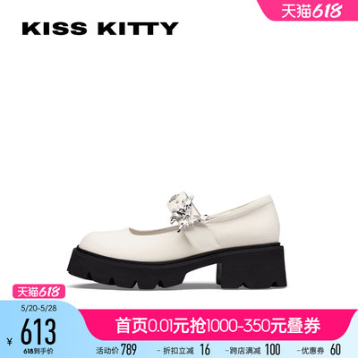 KISSKITTY休闲粗跟玛丽珍鞋