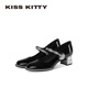 单鞋 KISSKITTY玛丽珍鞋 水钻方头粗跟漆皮浅口法式 新款 女2026春季