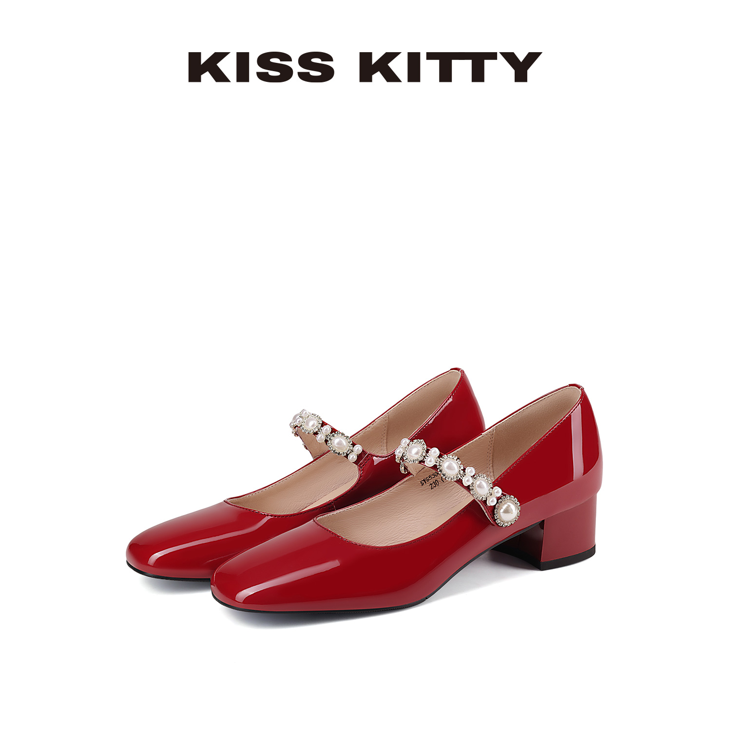 KISSKITTY酒红色玛丽珍鞋
