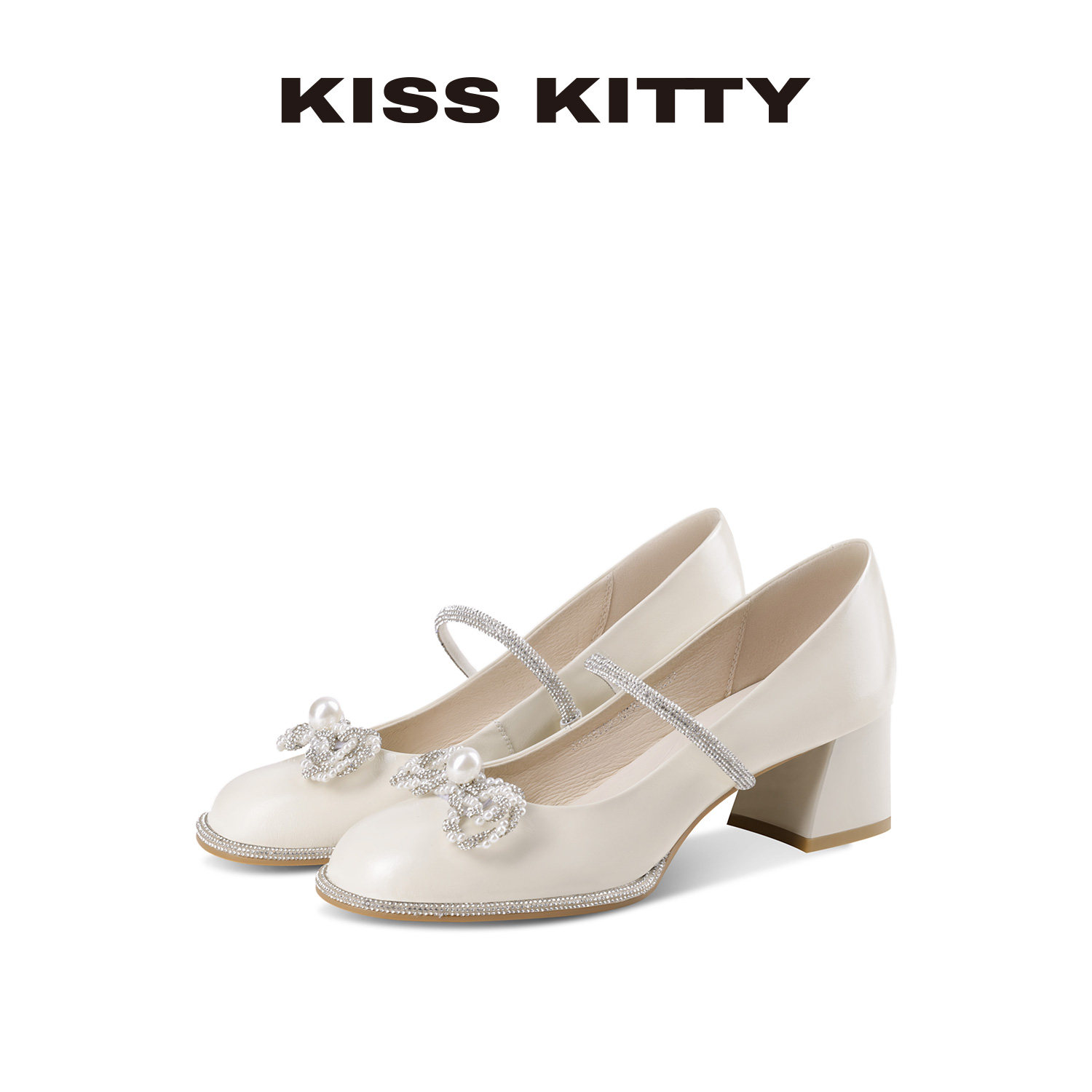 KISSKITTY玛丽珍鞋2025秋新款粗跟浅口法式圆头蝴蝶结高跟单鞋女,女鞋,浅口单鞋,淘宝优惠券,粉丝福利购,淘宝优惠卷