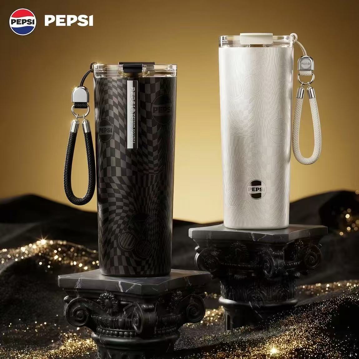 PEPSI百事可乐保温杯随行便携咖啡杯吸管水杯316不锈钢男女高颜值