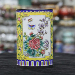 北京景泰蓝5寸笔筒 景泰蓝画珐琅实地磨光笔筒工艺品 手工制作