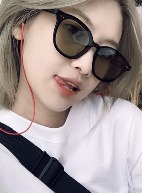 Jennie同款个性橘黄防晒墨镜女夏季网红墨绿色气质个性太阳镜男