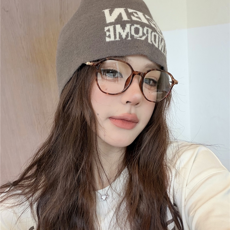 豹纹潮书呆子风多边形防蓝光镜