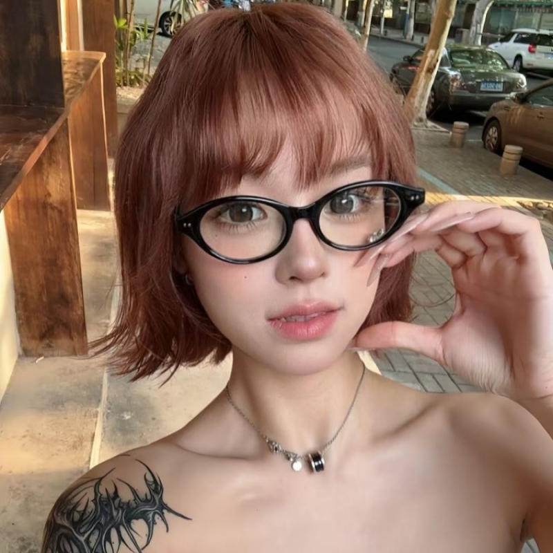 复古书呆子黑框椭圆镜框