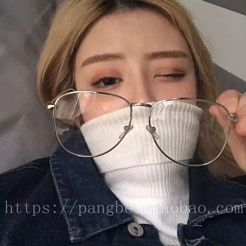 韩国复古个性大框眼镜框女配近视蛤蟆平光镜网红同款圆脸装饰眼镜