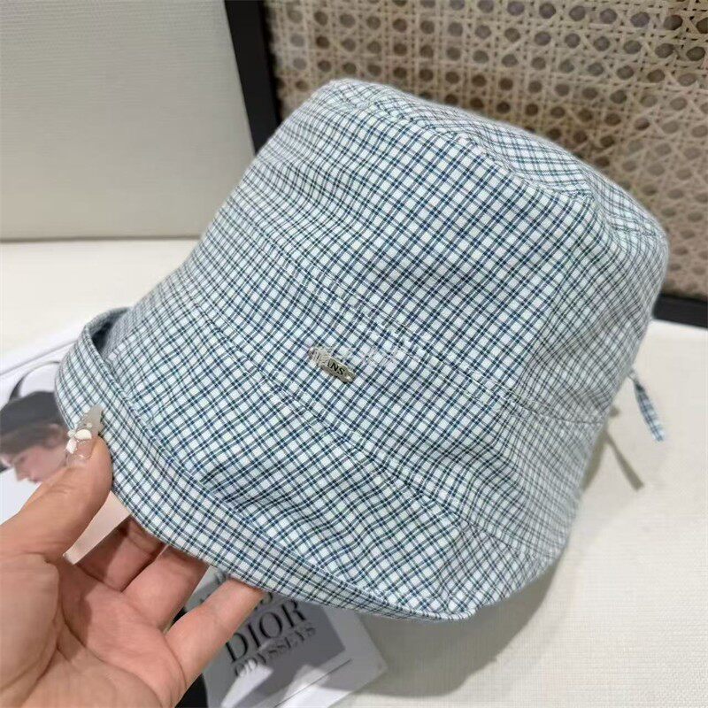 斜边小卷沿复古不规则帽檐遮阳显瘦百搭休闲韩版女彩格春季渔夫帽