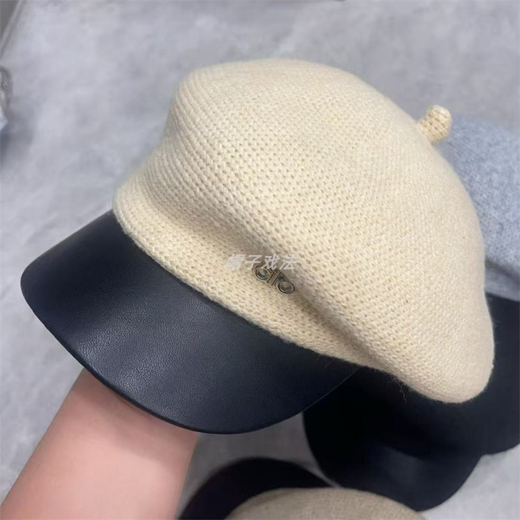 仿羊毛帅气皮沿水洗斜戴百搭休闲欧版秋季女式贝雷画家八角报童帽