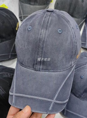 大头围纯棉侧条码弯檐可调棒球帽