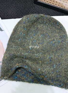 杂线个性休闲针织帽男女式羊毛卷边保暖百搭薄款显瘦圆顶冷帽秋冬