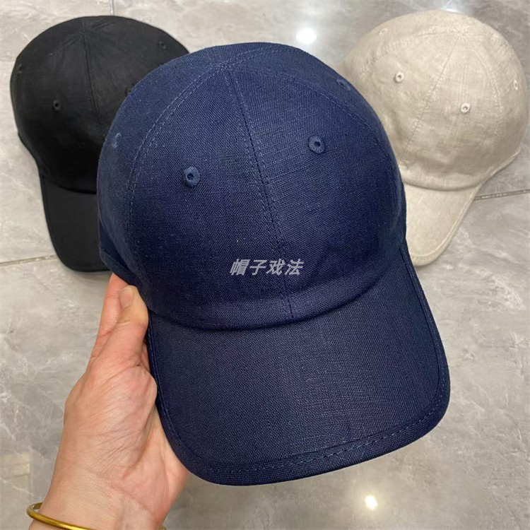 显脸小圆顶包边亚麻棉凉爽透气女式百搭经典夏低调弯檐软顶棒球帽
