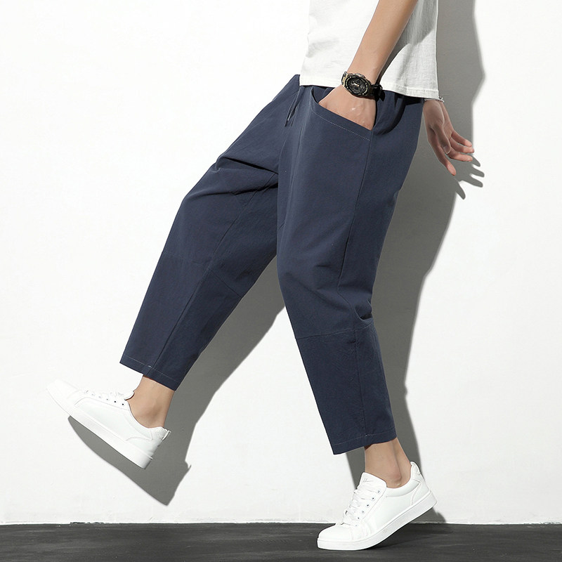 爆25夏无影墙日系棉麻九分裤男灯笼裤裤哈伦裤星座311A-k902-p45，男装休闲裤，星座311A