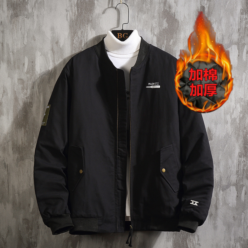 大货灰墙爆25冬余文乐同款棒球服棉衣飞行夹克加棉加厚j9011-p100，男装夹克，星座311A