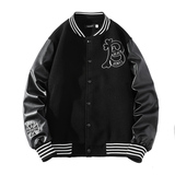 23秋新款毛呢PU拼接棒球服男字母刺绣夹克外套XZ311A-JK112-P85，男装夹克，星座311A