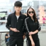361 cặp đôi thể thao phù hợp với mùa xuân và mùa thu chạy bộ thể thao nam chạy bộ thể thao dài tay phụ nữ mỏng phù hợp với hai mảnh - Thể thao sau bộ nỉ 