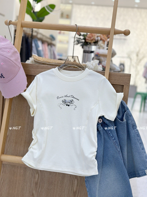 NGT简约大方夏季女童短袖t恤弹力棉柔软清凉辣妹短款洋气好搭