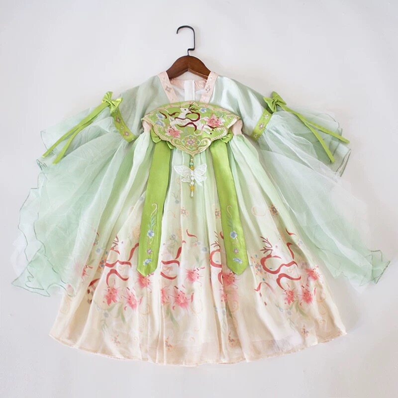 女童春秋汉服连衣裙重工仙美