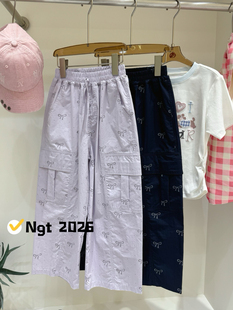 NGT夏季女童工装裤直筒裤长裤速干锦棉洋气好搭长裤幼儿园小学生