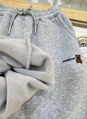 NGT冬季儿童加绒运动裤中性款宽松版型长裤