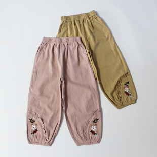 防蚊裤 亏清no退换120 女童薄棉灯笼裤 夏季 刺绣花朵甜美清新 160码