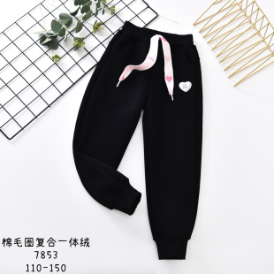 柔软奥利绒舒适好穿长裤 女童加绒运动裤 桔子优优亏清冬季 110码