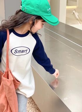 亏清春秋女童长款卫衣裙t恤打底裤棉软弹力韩版洋气好穿运动风