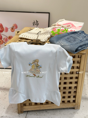 售完无补NGT夏季女童棉短袖t恤柔软舒适顺滑清凉甜美上衣中大童