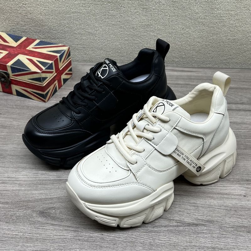 撤柜断码2025新款真皮老爹鞋女厚底增高休闲运动鞋百搭透气小蛮腰