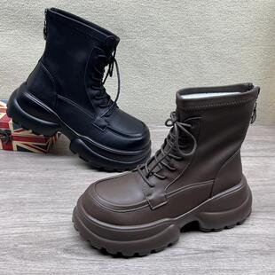 品牌撤柜断码捡漏秋冬款弹力瘦瘦靴厚底显高显瘦时尚女款马丁