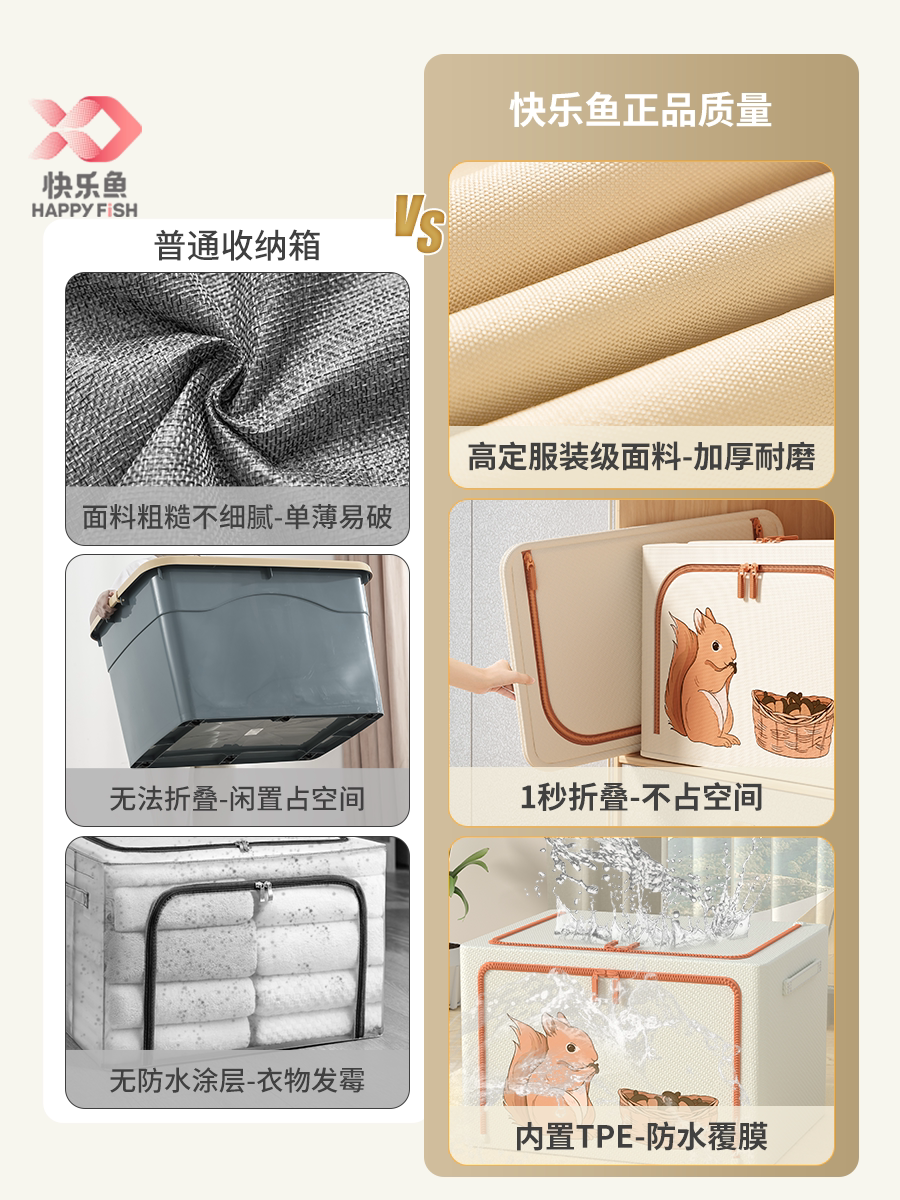 해피피쉬 옷 보관함 가정용 옷 보관함 접이식 옷장 옥스포드 천 보관 바구니 유물