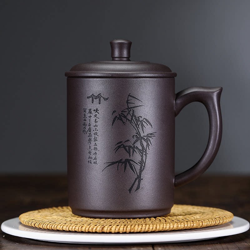 紫砂杯泡茶杯个人专用手工陶瓷水杯大容量带盖家用办公杯水杯定制