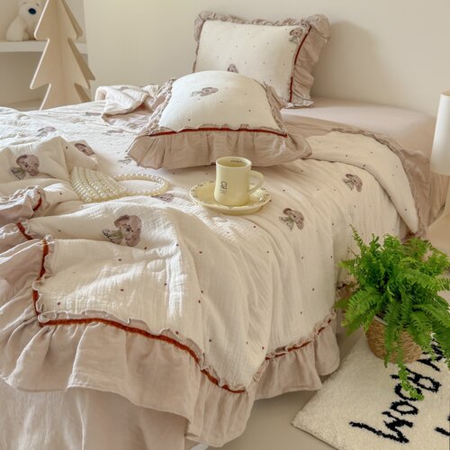 卡通夏季纯棉双层纱夏凉被四件套