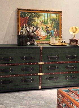 【ZC·宗宸家居】全新升级复古墨绿色六斗柜电视柜190x50x88cm