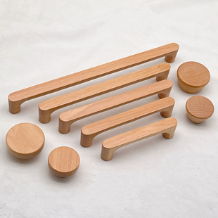 实木拉手衣柜鞋 奶油风 柜橱柜酒柜玄关榻榻米床头柜木把手日式