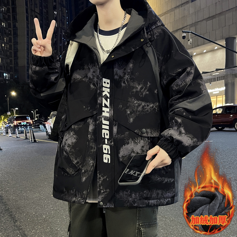 青少年男士夹克新款港风加绒外套