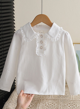Girl cotton Spring Fall Shirt 秋季衬衫女童白色棉质女孩衬衣