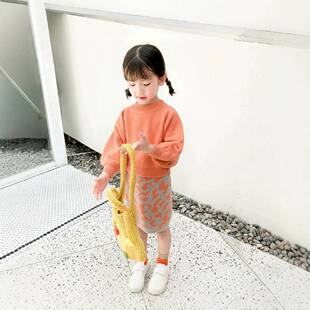 儿童毛衣裙女童套装秋季网红洋气针织衫长袖时髦半身裙宝宝两件套