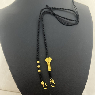 原创新款纯手工编织双耳锦鲤锁项链绳细款四股可调节带双勾项链