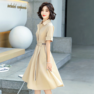 夏季衬衫连衣裙女2025年新款中长款气质收腰显瘦高端小个子裙子潮