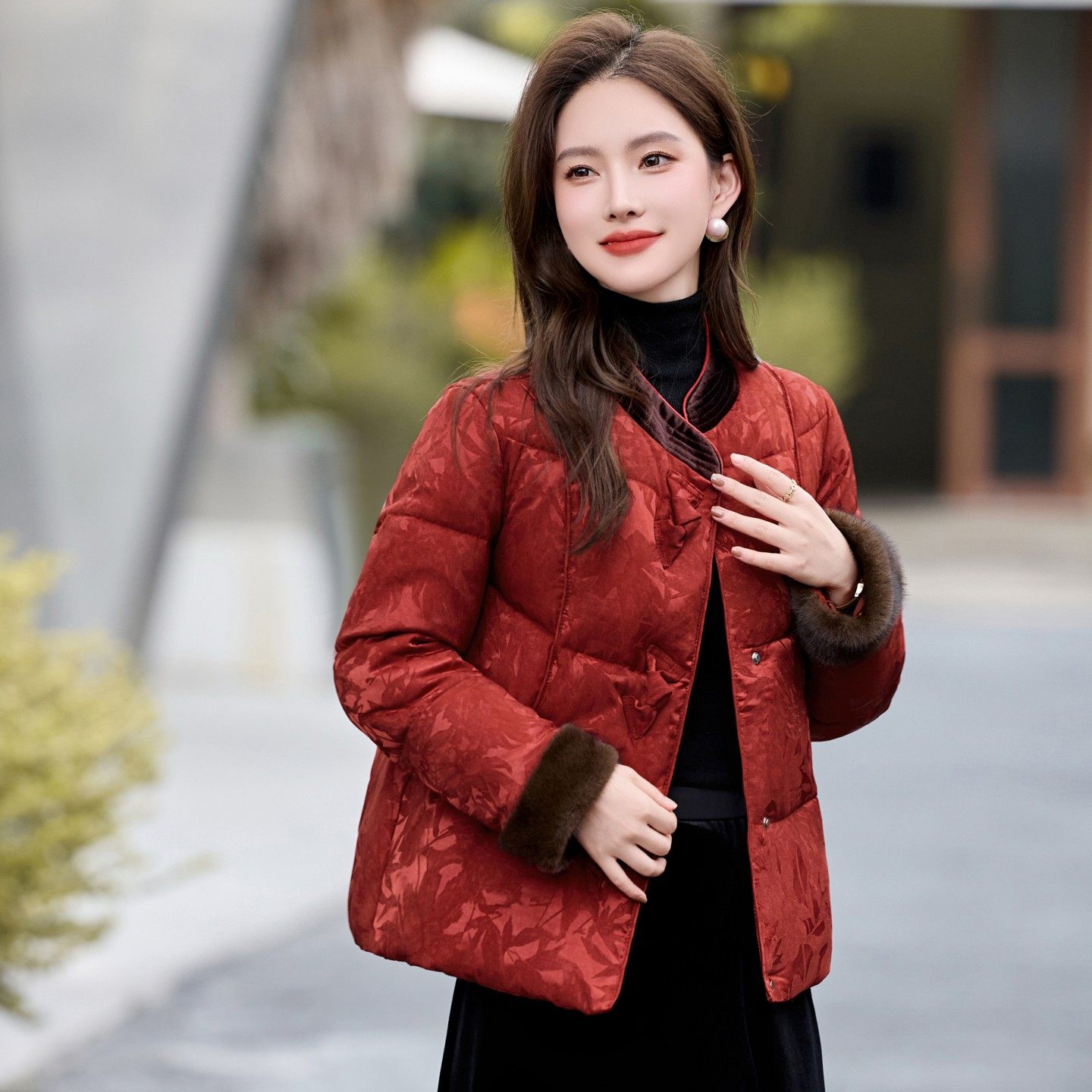 新中式国风提花短款棉服女2025冬季潮流爆款毛绒拼接保暖棉袄外套,女装/女士精品,棉衣/棉服,淘宝优惠券,粉丝福利购,淘宝优惠卷