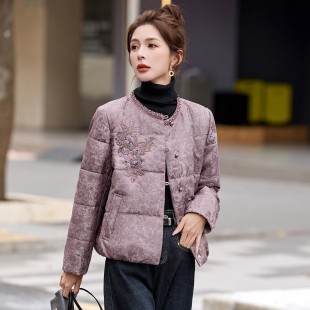 新款 2025年冬季 气质独特别致小棉袄 重工刺绣羊毛棉服女短款 新中式