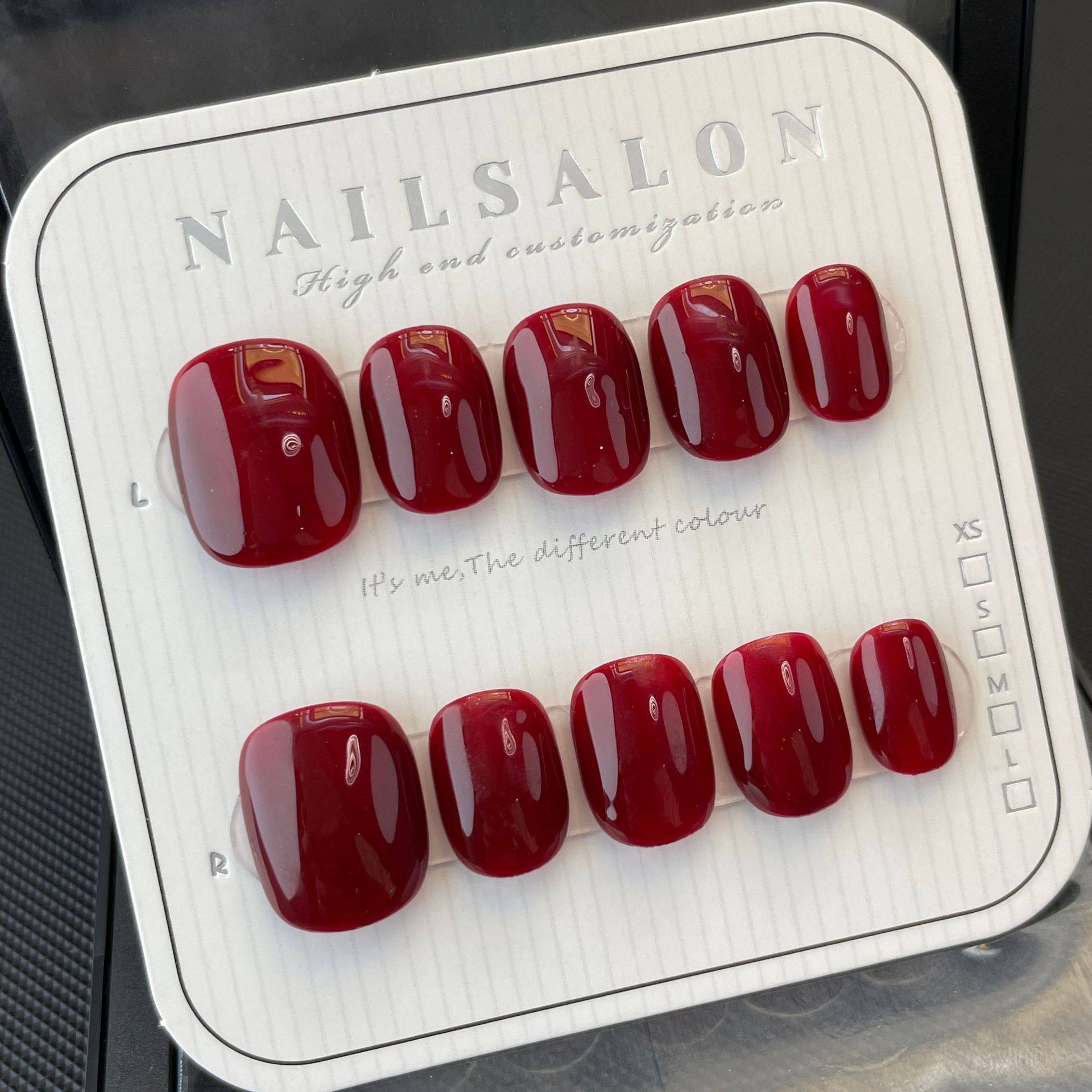 【车厘子】纯手工穿戴甲婚甲贴片车厘子暗红色日常简约纯色短款