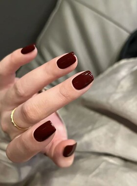 【红心皇后】纯手工穿戴甲短款车厘子新年红色美甲酒红穿戴美甲贴